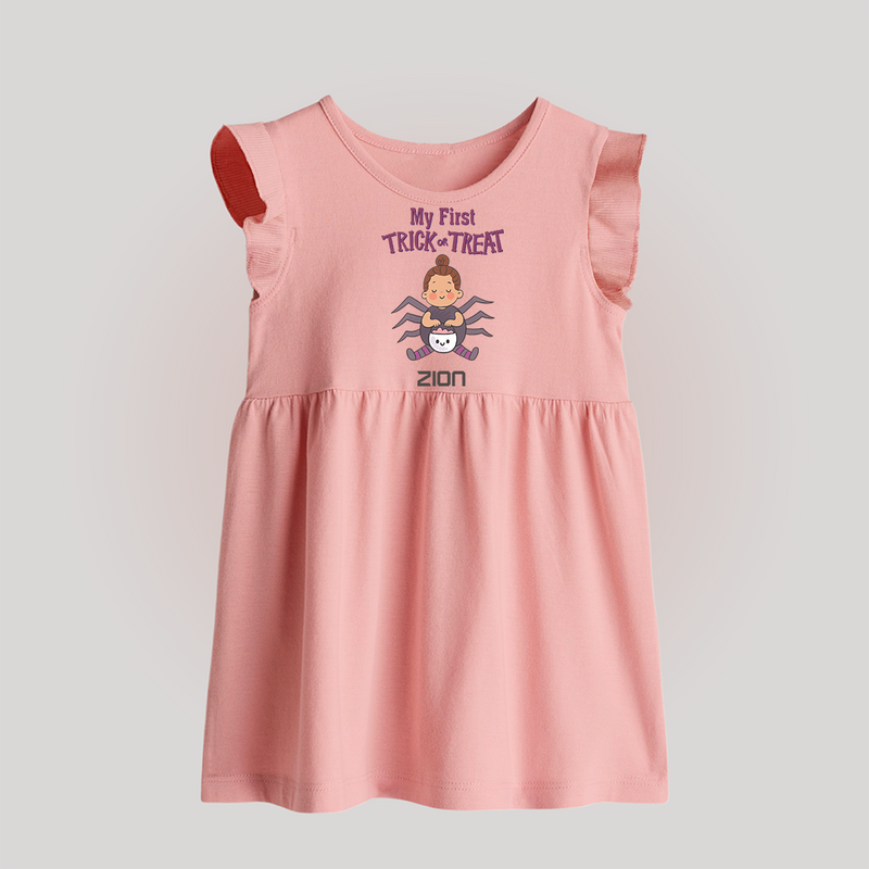 My First Tiny Spooky Star Baby Frock | Custom Baby Baby Frock for Festival Fun - BABY PINK - 0 - 3 Months Old (Chest 17")