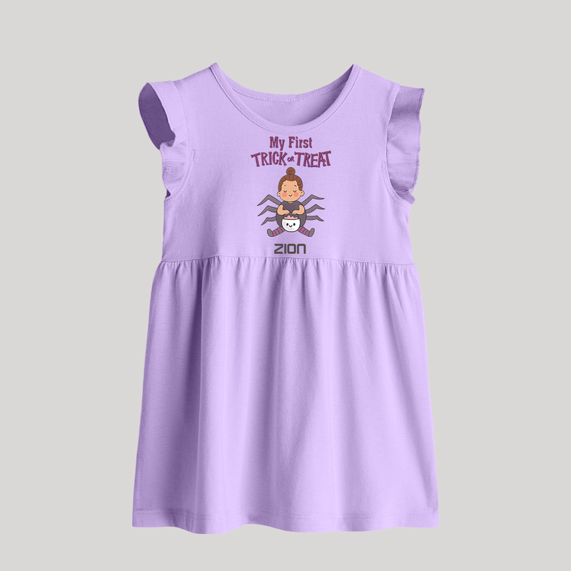 My First Tiny Spooky Star Baby Frock | Custom Baby Baby Frock for Festival Fun - LILAC - 0 - 3 Months Old (Chest 17")