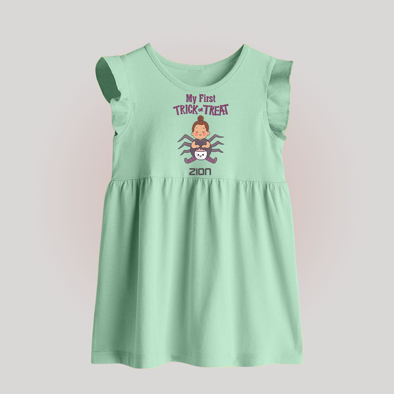 My First Tiny Spooky Star Baby Frock | Custom Baby Baby Frock for Festival Fun - MINT GREEN - 0 - 3 Months Old (Chest 17")
