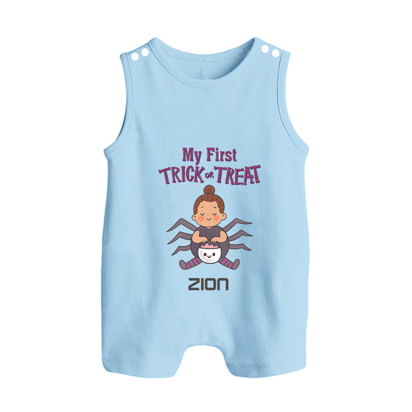My First Tiny Spooky Star Romper Suit | Custom Baby Romper Suit for Festival Fun - BABY BLUE - 0 - 5 Months Old (Chest 18")