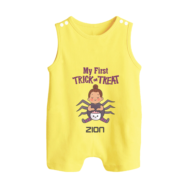 My First Tiny Spooky Star Romper Suit | Custom Baby Romper Suit for Festival Fun - PASTEL YELLOW - 0 - 5 Months Old (Chest 18")