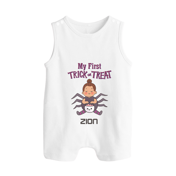 My First Tiny Spooky Star Romper Suit | Custom Baby Romper Suit for Festival Fun - WHITE - 0 - 5 Months Old (Chest 18")