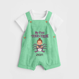 My First Tiny Spooky Star Dungaree Set | Custom Baby Dungaree Set for Festival Fun - GREEN - 0 - 5 Months Old (Chest 18")