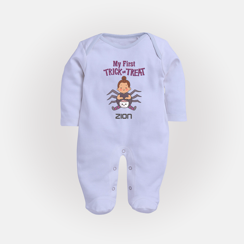My First Tiny Spooky Star Sleep Suit | Custom Baby Sleep Suit for Festival Fun - BABY BLUE - New Born (Chest 7.5")
