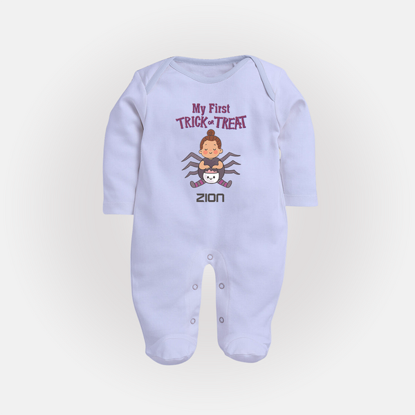 My First Tiny Spooky Star Sleep Suit | Custom Baby Sleep Suit for Festival Fun - BABY BLUE - New Born (Chest 7.5")