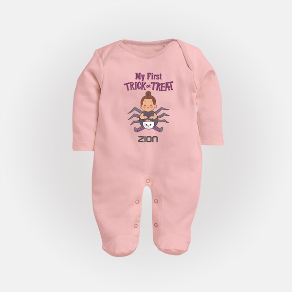 My First Tiny Spooky Star Sleep Suit | Custom Baby Sleep Suit for Festival Fun - BABY PINK - New Born (Chest 7.5")
