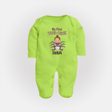 My First Spider Trick Or Treat Print Baby Full Body Suit  - LIME GREEN - New Born (Chest 7.5")