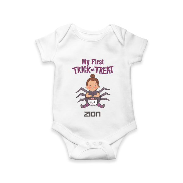 My First Tiny Spooky Star Romper | Custom Baby Romper for Festival Fun - WHITE - New Born (Chest 14")