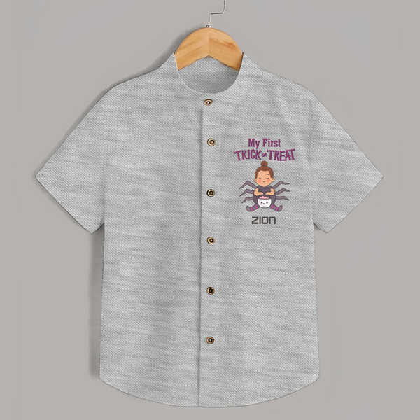 My First Tiny Spooky Star Shirt | Custom Baby Shirt for Festival Fun - GREY - 0 - 6 Months Old (Chest 23")