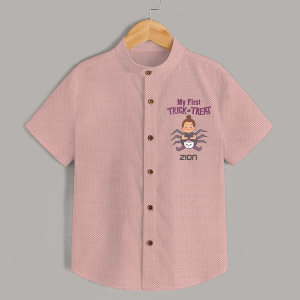 My First Tiny Spooky Star Shirt | Custom Baby Shirt for Festival Fun - PEACH - 0 - 6 Months Old (Chest 23")