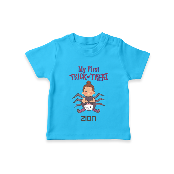 My First Tiny Spooky Star Tshirt | Custom Baby Tshirt for Festival Fun - SKY BLUE - 0-5 Months Old (Chest 17")