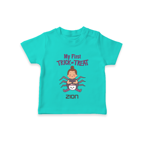 My First Tiny Spooky Star Tshirt | Custom Baby Tshirt for Festival Fun - TEAL - 0-5 Months Old (Chest 17")
