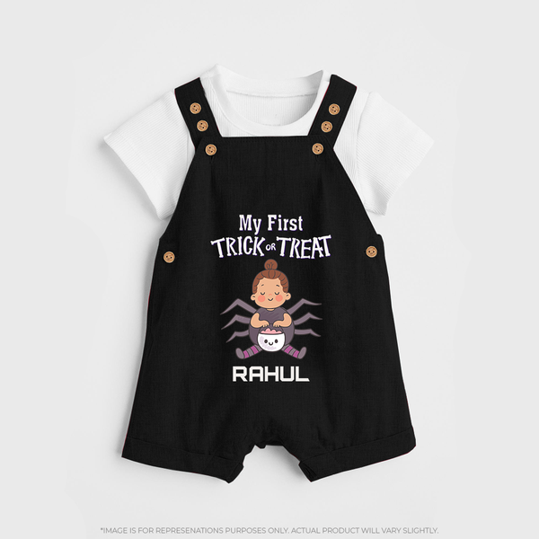 My First Tiny Spooky Star Dungaree Set | Custom Baby Dungaree Set for Festival Fun - BLACK - 0 - 5 Months Old (Chest 18")