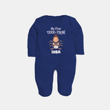 My First Spider Trick Or Treat Print Baby Full Body Suit  - NAVY BLUE - New Born (Chest 7.5")