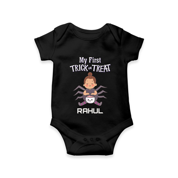 My First Tiny Spooky Star Romper | Custom Baby Romper for Festival Fun - BLACK - New Born (Chest 14")