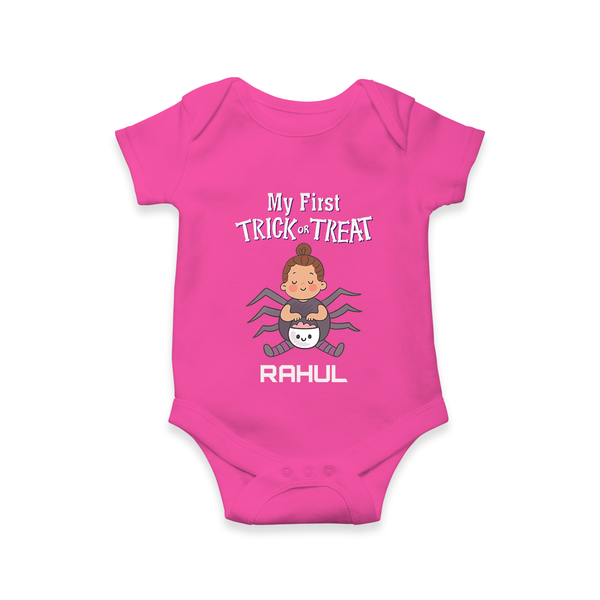 My First Tiny Spooky Star Romper | Custom Baby Romper for Festival Fun - HOT PINK - New Born (Chest 14")