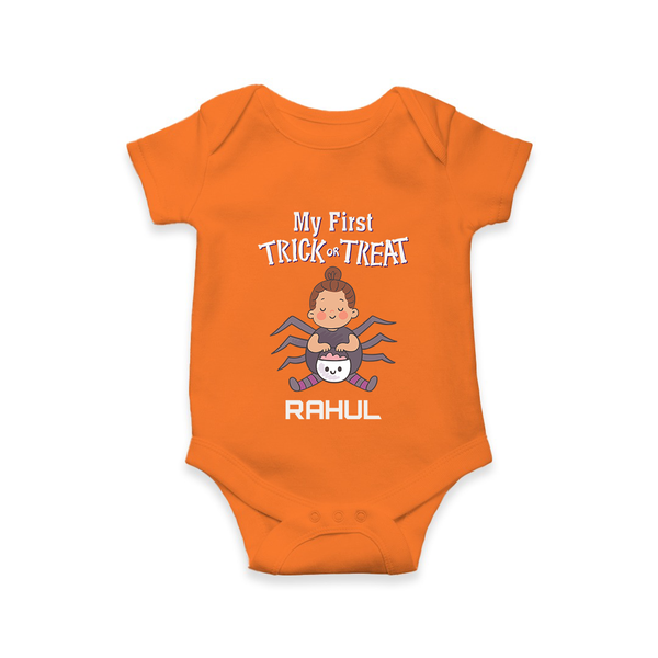 My First Tiny Spooky Star Romper | Custom Baby Romper for Festival Fun - ORANGE - New Born (Chest 14")