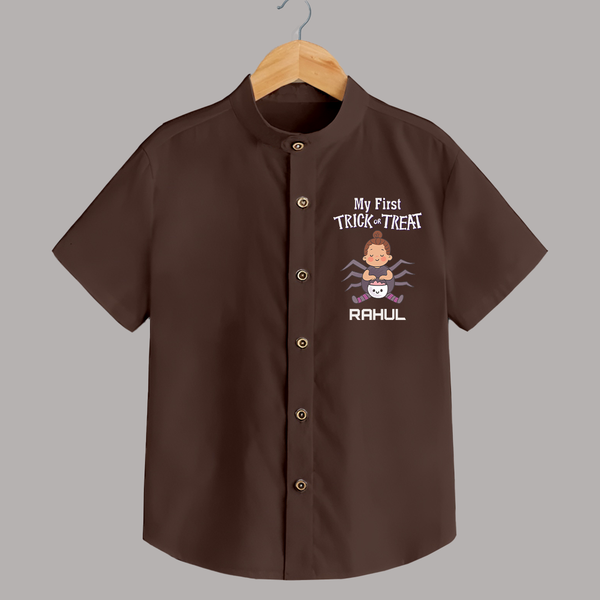My First Tiny Spooky Star Shirt | Custom Baby Shirt for Festival Fun - CHOCOLATE BROWN - 0 - 6 Months Old (Chest 23")