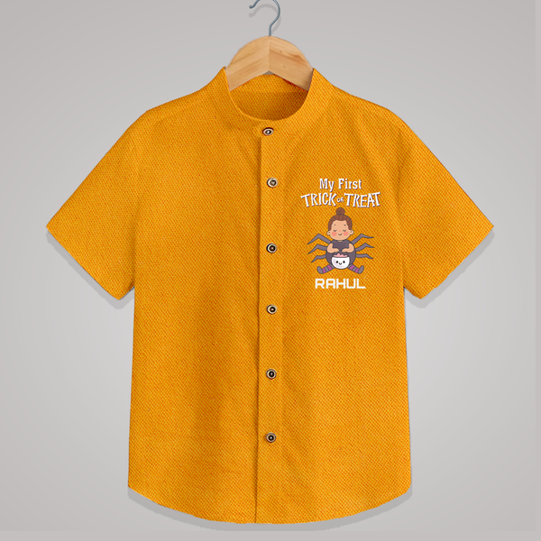 My First Tiny Spooky Star Shirt | Custom Baby Shirt for Festival Fun - CHROME YELLOW - 0 - 6 Months Old (Chest 23")