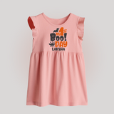 My First Boo Day Print Baby Baby Frock  - BABY PINK - 0 - 3 Months Old (Chest 17")