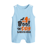 My First Boo Day Print Baby Button Romper  - BABY BLUE - New Born (Chest 18")