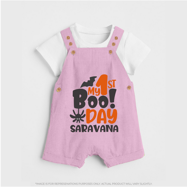 My First Boo Day Print Baby Dungaree  - BABY PINK - 0 - 5 Months Old (Chest 18")
