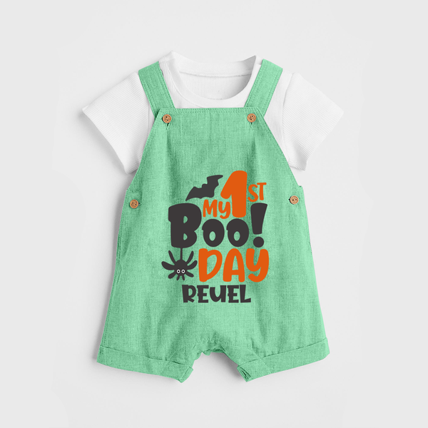 My First Halloween Party Dungaree Set | Personalized Baby Dungaree Set for Little Ones - GREEN - 0 - 5 Months Old (Chest 18")