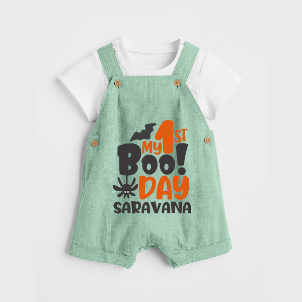 My First Boo Day Print Baby Dungaree  - MINT GREEN - 0 - 5 Months Old (Chest 18")