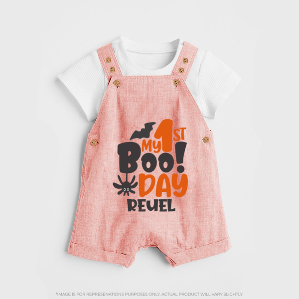 My First Halloween Party Dungaree Set | Personalized Baby Dungaree Set for Little Ones - PEACH - 0 - 5 Months Old (Chest 18")