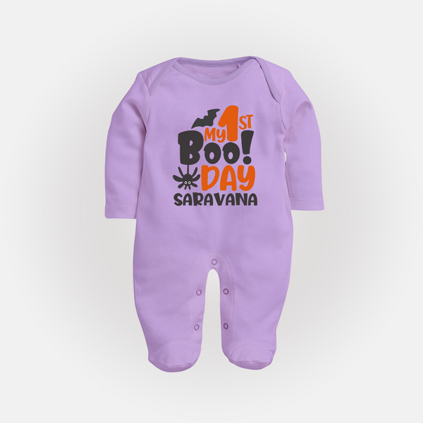 My First Boo Day Print Baby Full Body Suit  - LILAC - New Born (Chest 7.5")
