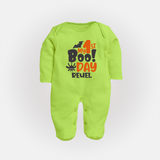 My First Halloween Party Sleep Suit | Personalized Baby Sleep Suit for Little Ones - LIME GREEN - New Born (Chest 7.5")