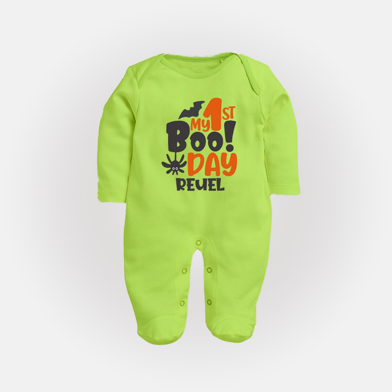 My First Halloween Party Sleep Suit | Personalized Baby Sleep Suit for Little Ones - LIME GREEN - New Born (Chest 7.5")