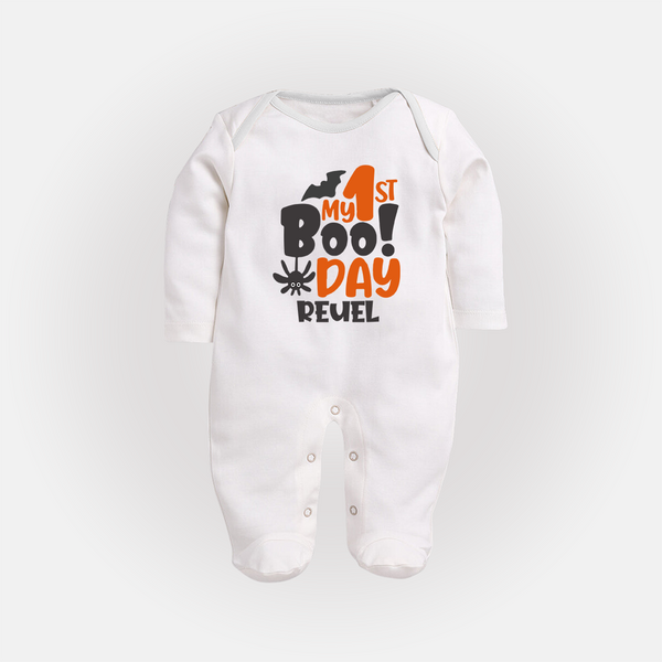 My First Halloween Party Sleep Suit | Personalized Baby Sleep Suit for Little Ones - WHITE - New Born (Chest 7.5")