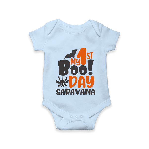 My First Boo Day Print Baby Romper   - BABY BLUE - New Born (Chest 14")