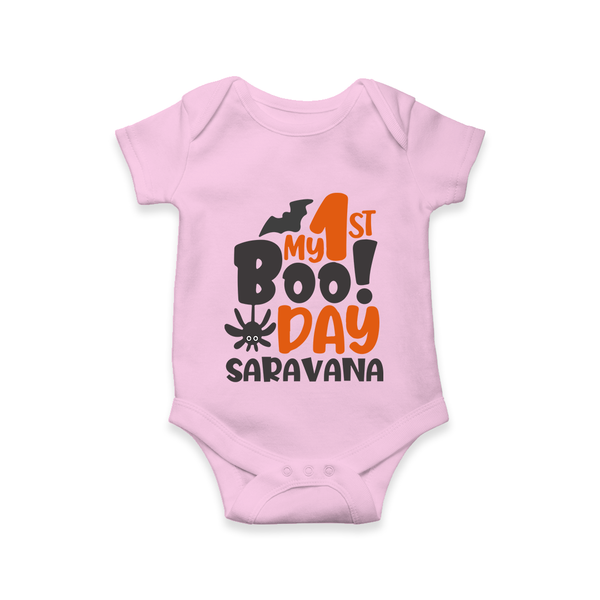 My First Boo Day Print Baby Romper   - BABY PINK - New Born (Chest 14")
