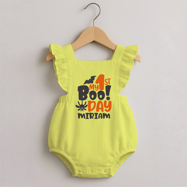 My First Halloween Party Romper Frock | Personalized Baby Romper Frock for Little Ones - PASTEL YELLOW - 0 - 3 Months Old (Chest 19")