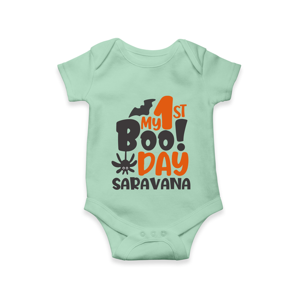 My First Boo Day Print Baby Romper   - MINT GREEN - New Born (Chest 14")