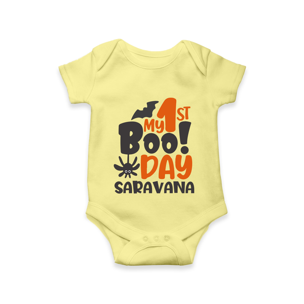 My First Boo Day Print Baby Romper   - PASTEL YELLOW - New Born (Chest 14")