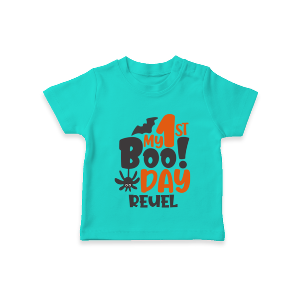 My First Halloween Party Tshirt | Personalized Baby Tshirt for Little Ones - TEAL - 0-5 Months Old (Chest 17")