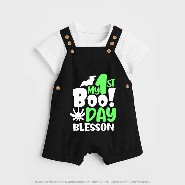 My First Halloween Party Dungaree Set | Personalized Baby Dungaree Set for Little Ones - BLACK - 0 - 5 Months Old (Chest 18")