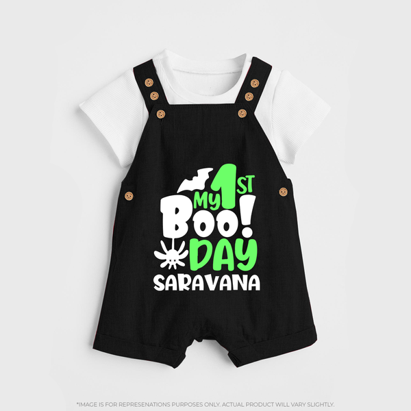 My First Boo Day Print Baby Dungaree  - BLACK - 0 - 5 Months Old (Chest 18")