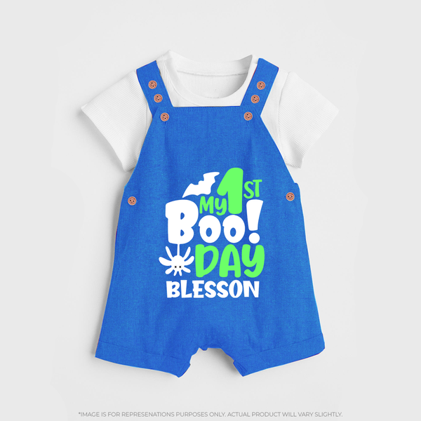 My First Halloween Party Dungaree Set | Personalized Baby Dungaree Set for Little Ones - COBALT BLUE - 0 - 5 Months Old (Chest 18")