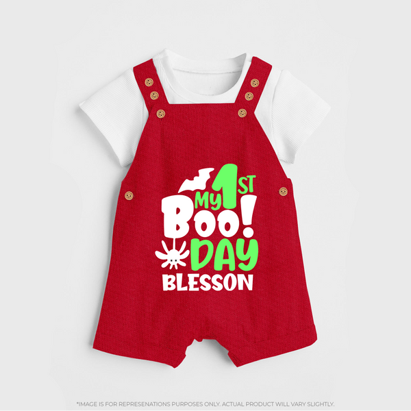 My First Halloween Party Dungaree Set | Personalized Baby Dungaree Set for Little Ones - RED - 0 - 5 Months Old (Chest 18")