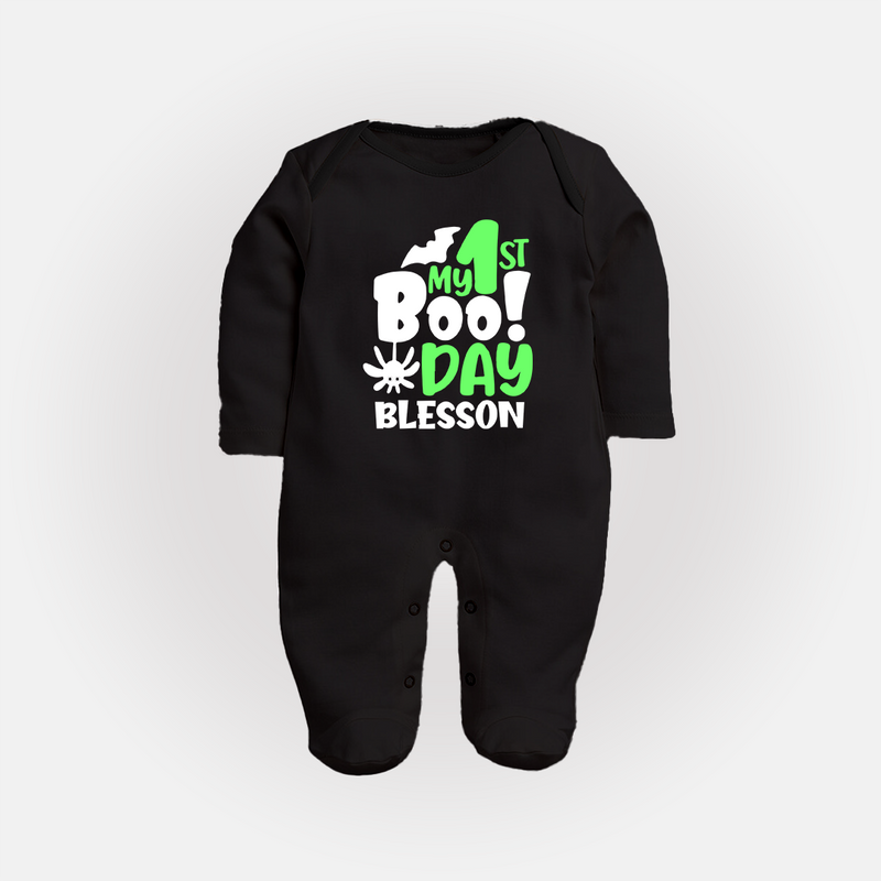My First Halloween Party Sleep Suit | Personalized Baby Sleep Suit for Little Ones - BLACK - New Born (Chest 7.5")