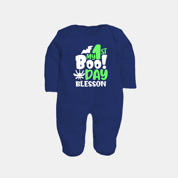 My First Halloween Party Sleep Suit | Personalized Baby Sleep Suit for Little Ones - NAVY BLUE - New Born (Chest 7.5")