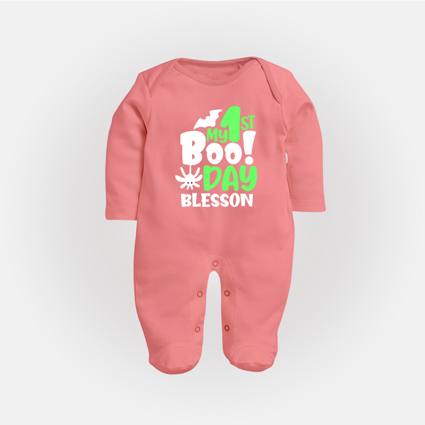 My First Halloween Party Sleep Suit | Personalized Baby Sleep Suit for Little Ones - PEACH - New Born (Chest 7.5")