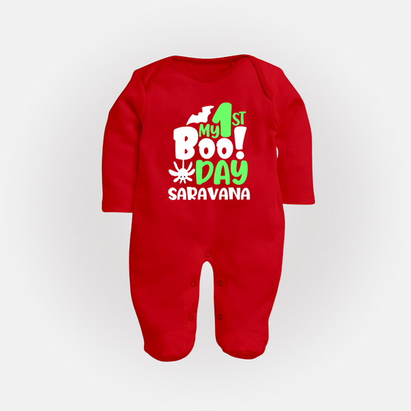 My First Boo Day Print Baby Full Body Suit  - RED - New Born (Chest 7.5")