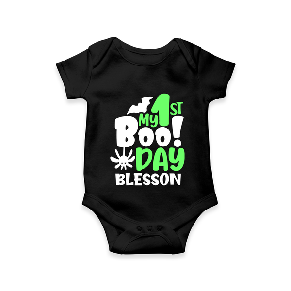 My First Halloween Party Romper | Personalized Baby Romper for Little Ones - BLACK - New Born (Chest 14")