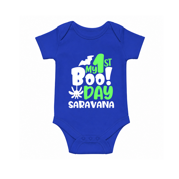 My First Boo Day Print Baby Romper   - COBALT BLUE - New Born (Chest 14")