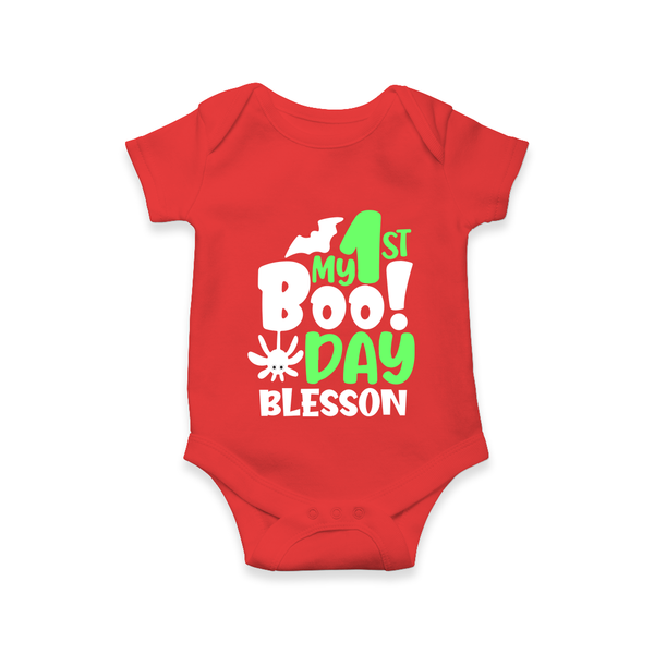 My First Halloween Party Romper | Personalized Baby Romper for Little Ones - RED - New Born (Chest 14")